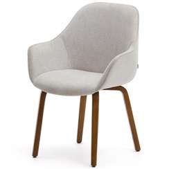 Стул Aleli, бежевый шенилл, ножки орех