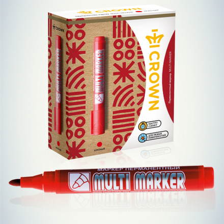 002674 Crown Маркер перманентный MULTI MARKER, КРАСНЫЙ пулевидный 3мм (CPM-800)