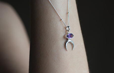 Подвеска ЛУННИЦА, серебро/аметист