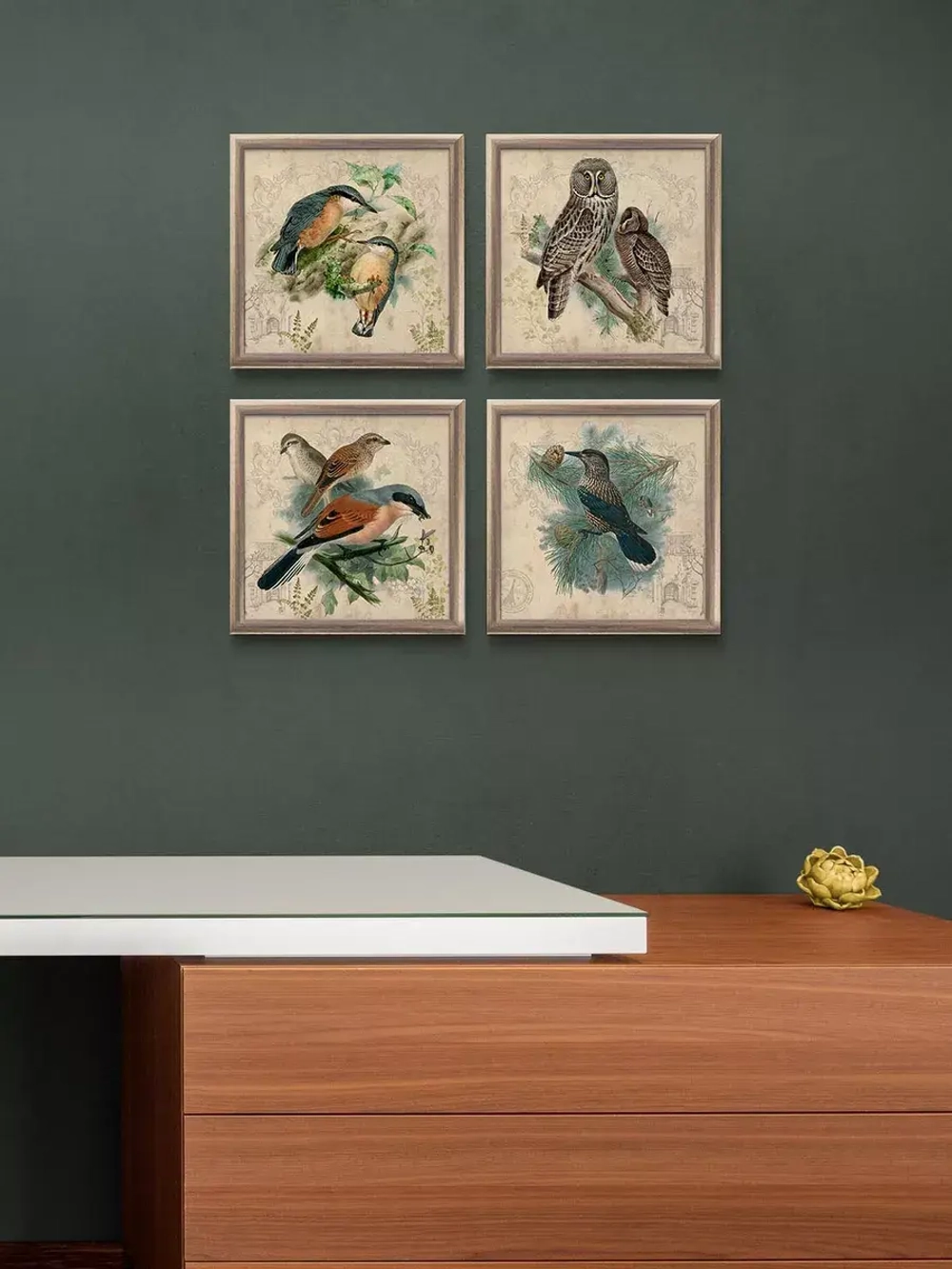 Картины на стену интерьерная на холсте 4 шт, 23*23 см