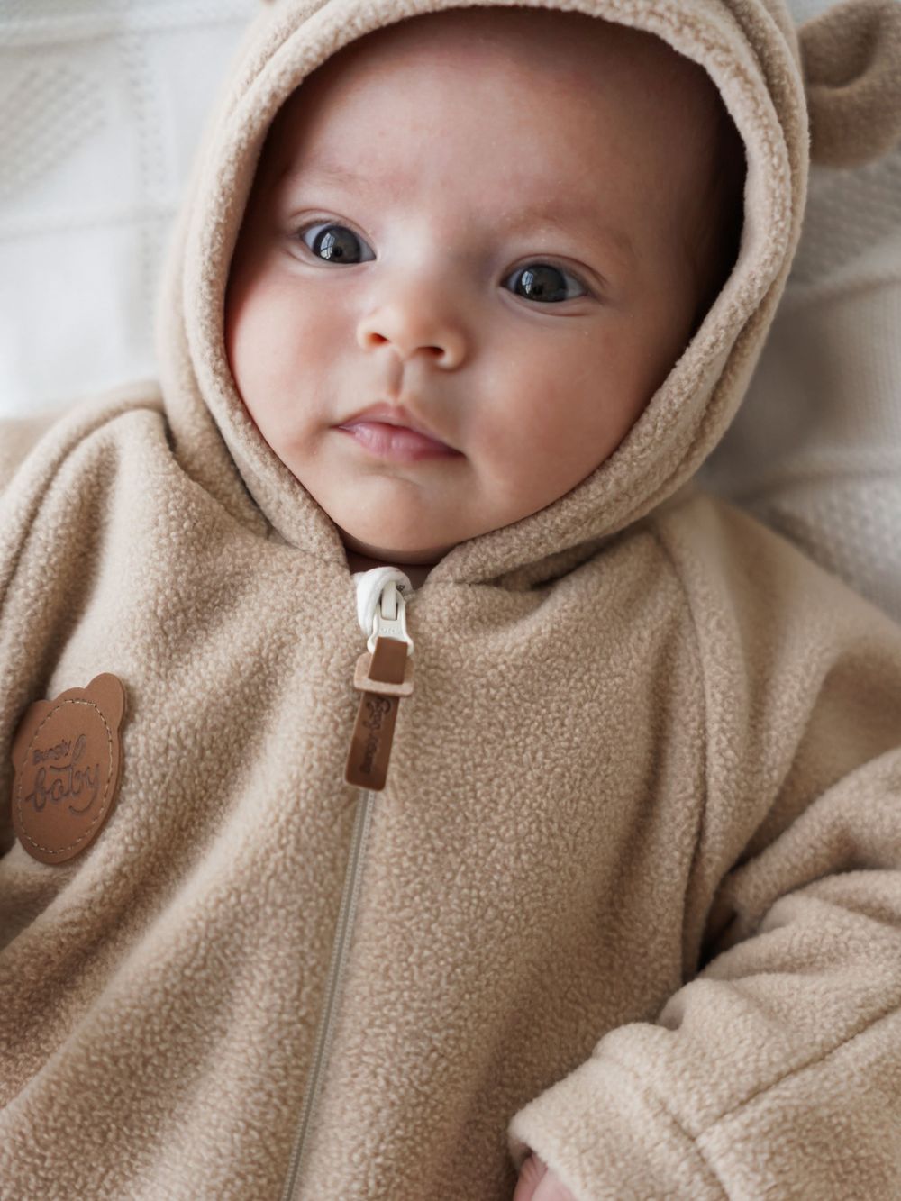 Комбинезон флисовый с закрытой ножкой "Беж" 0+