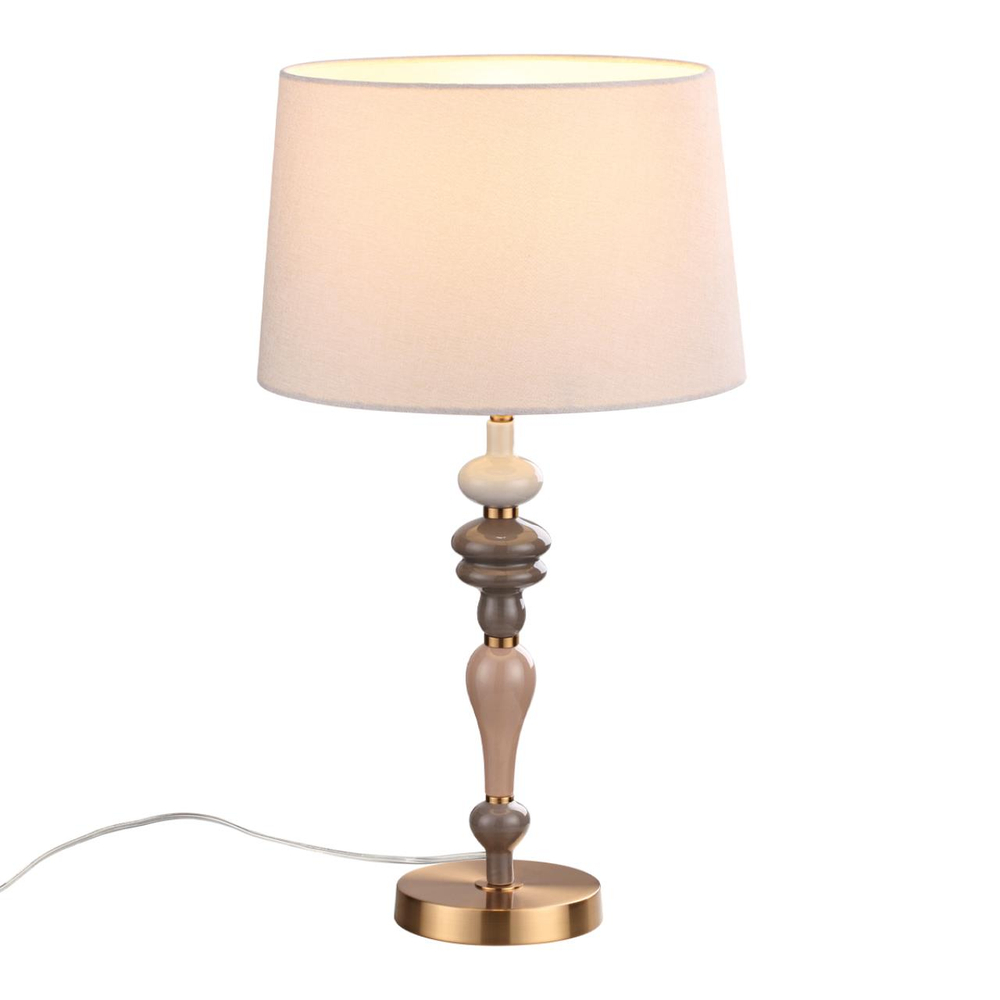 5040/1T CLASSIC ODL24 371 античн.бронза/беж.абажур/металл/керамика Насттол.лампа E27 1*60W HOMI