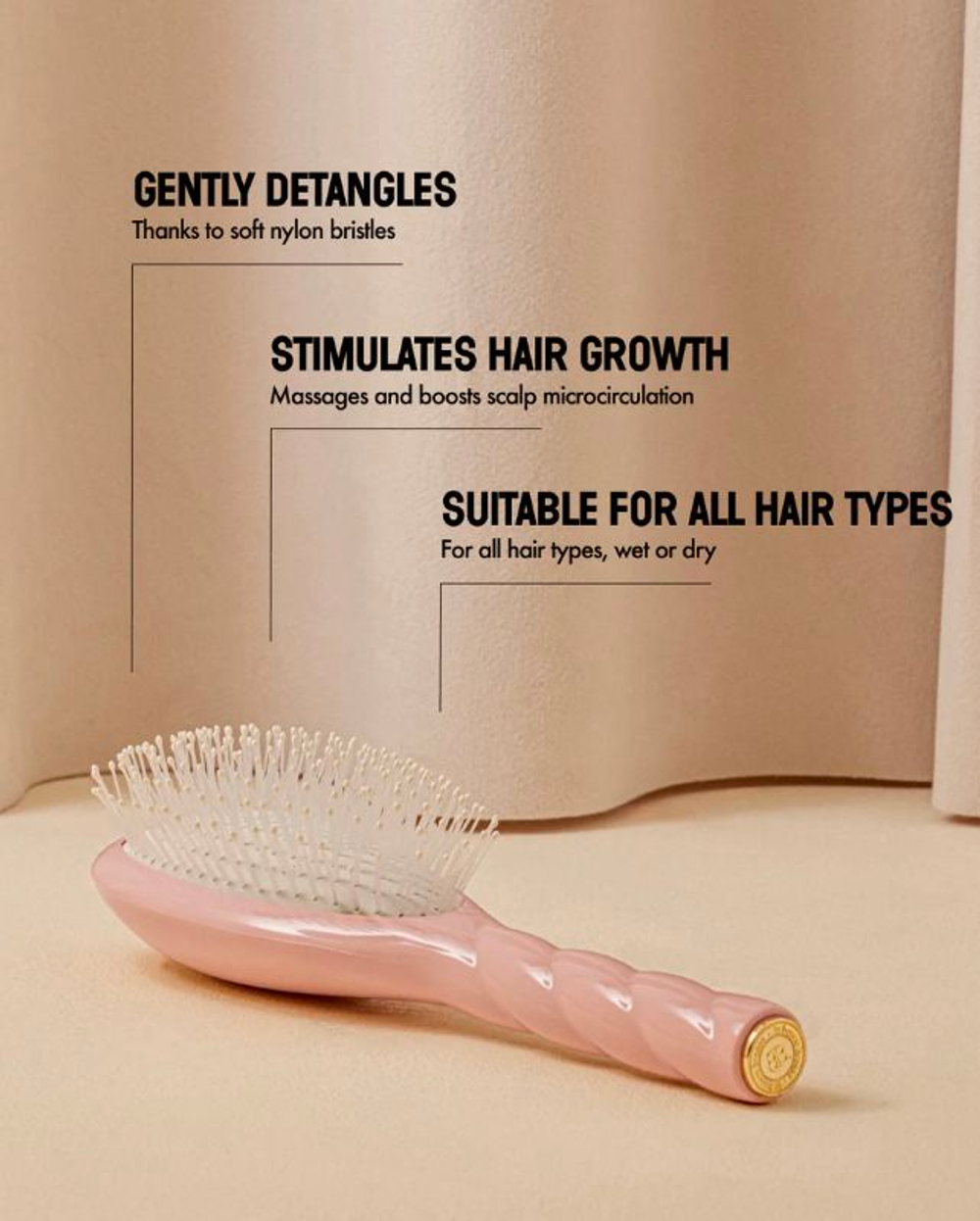 La Bonne Brosse Массажная расческа для волос N 04 Miracle Detangling and Massaging Brush - Pink