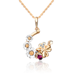 Подвеска «Драгоценный сад» (пожелание удачи) из комбинированного золота с гранатом, натуральными топазами white и эмалью