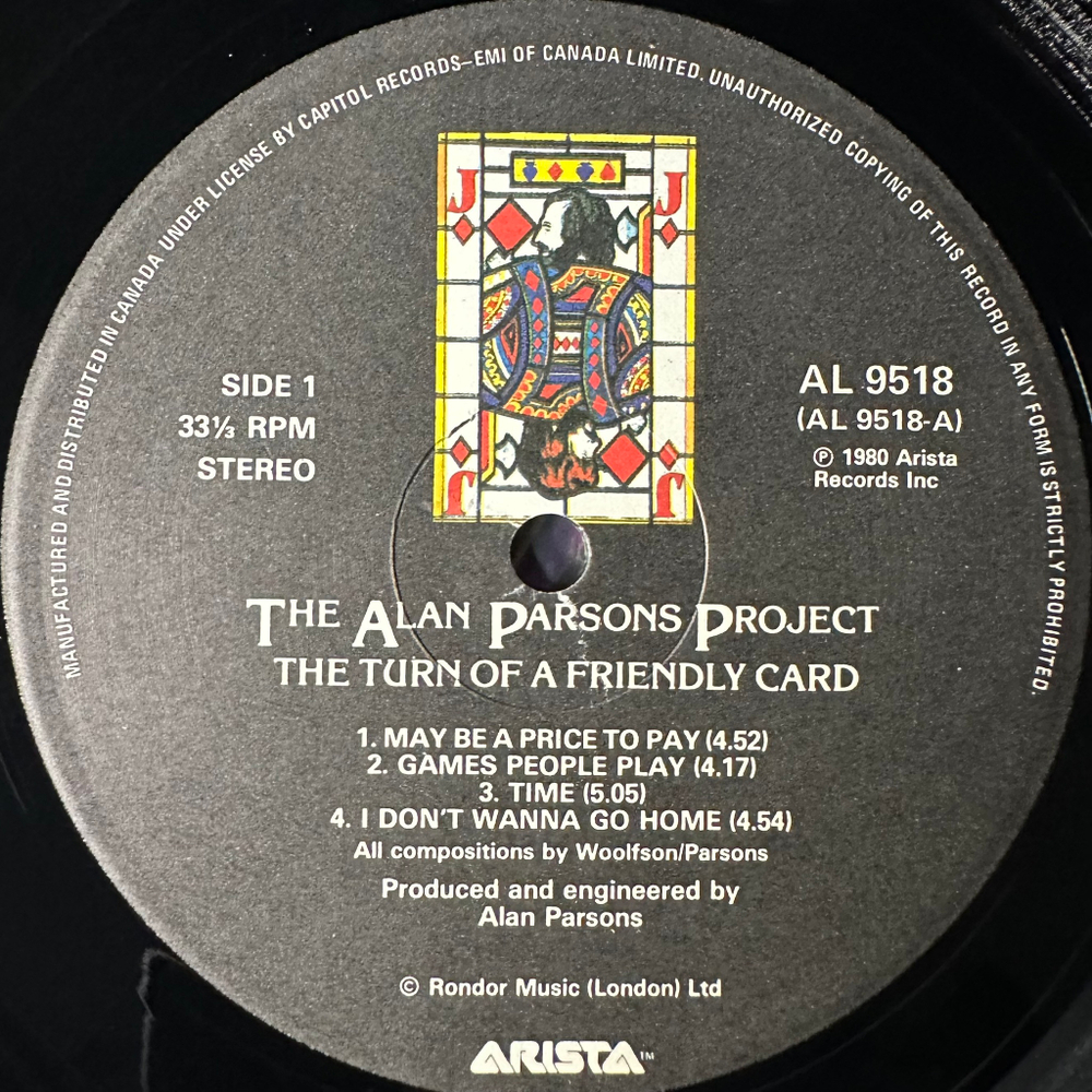 The Alan Parsons Project ‎– The Turn Of A Friendly Card (Канада 1980г.)