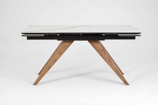 Стол Орландо (дуб/нога светлый дуб с черной патиной/столешница керамика каррара)