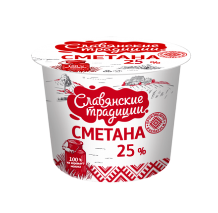 Сметана "Славянские традиции" 25,0%, 380 г