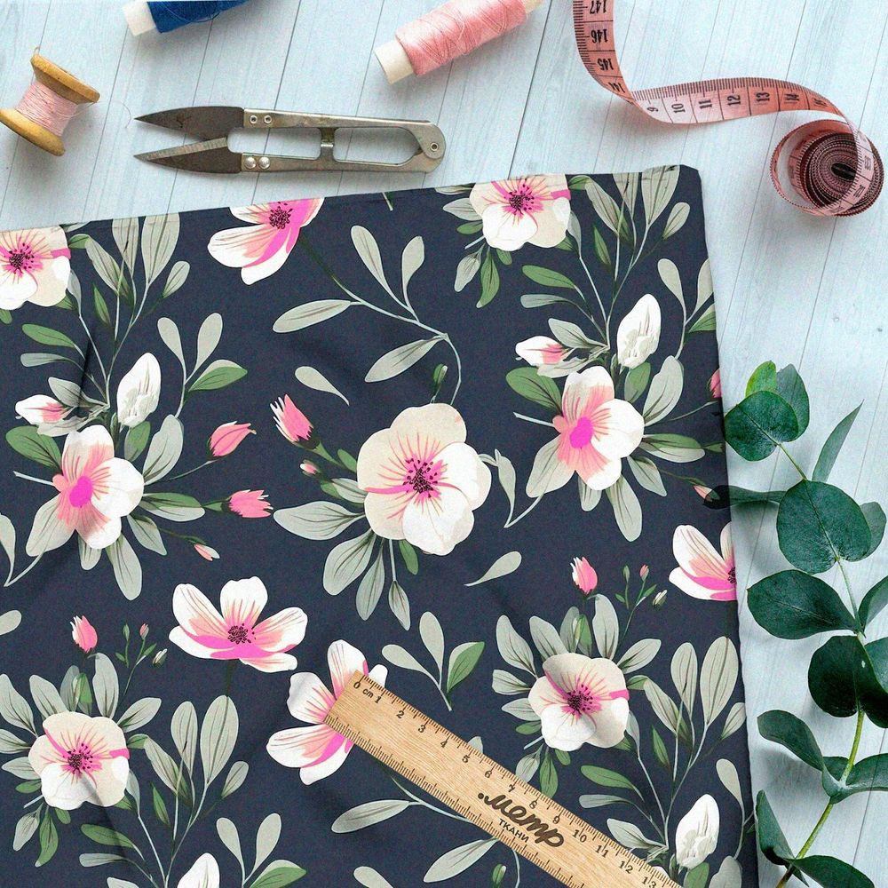 Ткань Барби вечерняя цветочная фантазия