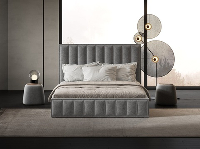 Кровать Эмили в сером велюре-букле 180