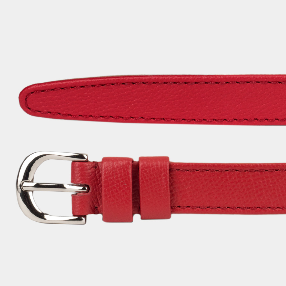 Ремень женский 20 мм из кожи сафьяно, красного цвета