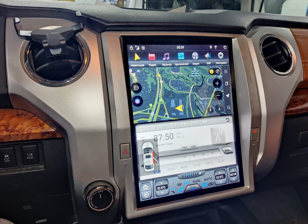 Магнитола для Toyota Tundra 2 2013-2022 - Carmedia ZF-1260-Q6 вертикальный экран в стиле "Тесла" на Android 11, 8Гб+128Гб, CarPlay, 4G SIM-слот