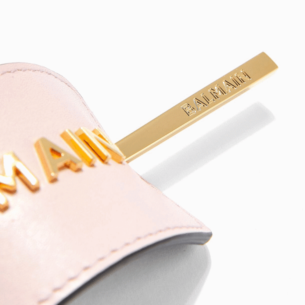 Balmain Заколка для волос розовая с лого цвет золото Лимитированная Коллекция