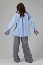 Рубашка оверсайз трансформер голубая