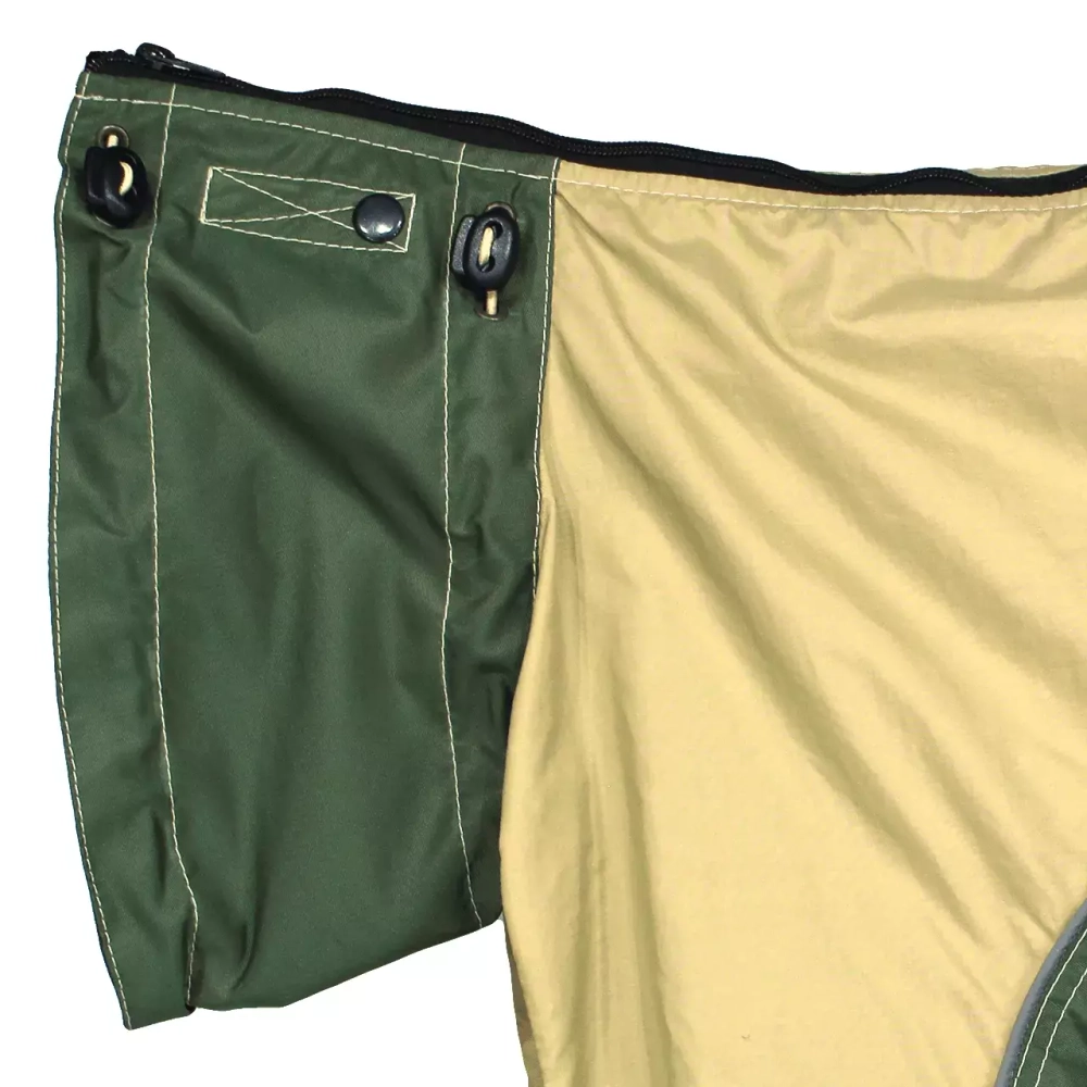 Комбинезон дождевик для собак демисезонный White Wolf вырез на мальчика бежево-зеленый