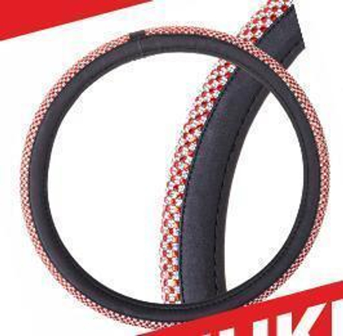 Оплетка руля M Skyway Eco Crystal-1 экокожа красные стразы