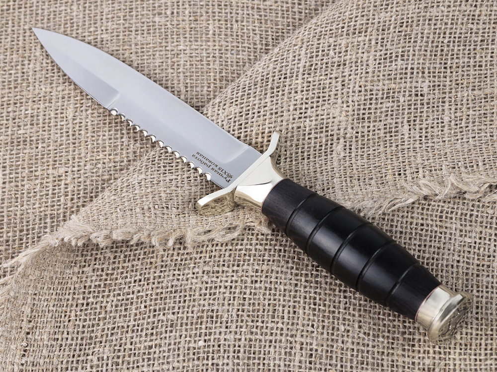 Нож «ВДВ», сталь 95х18, резная рукоять из черного мореного граба