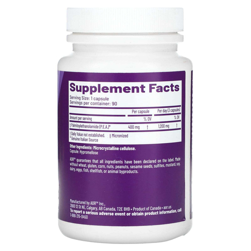 Advanced Orthomolecular Research AOR, PEAk Endocannabinoid, поддержка, улучшенная формула, 400 мг, 90 капсул