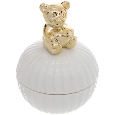 Шкатулка керамическая «GOLD Podarok», мишка, цвет белый, 11*9*3см (в инд. коробке)