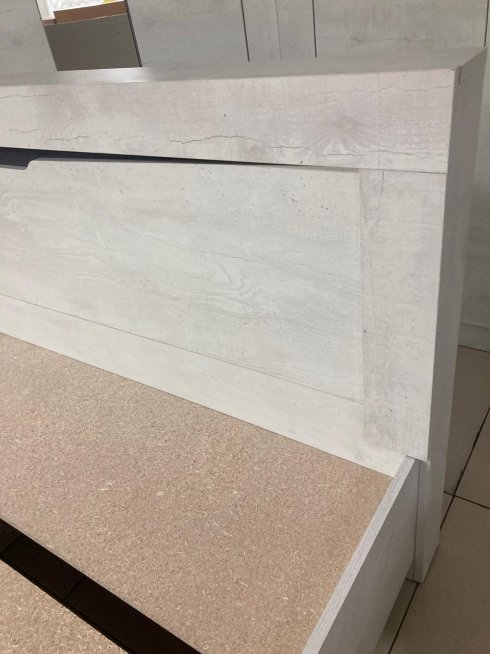 Кровать Леонардо КР-15 бетон пайн светлый/графит 1600 + настил