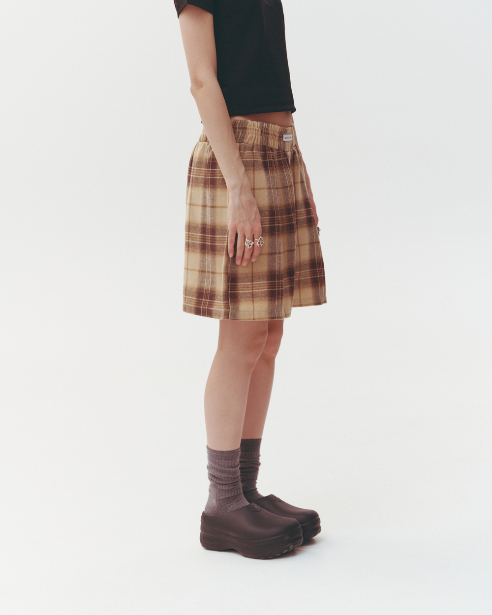 Plaid Boxer Shorts Beige