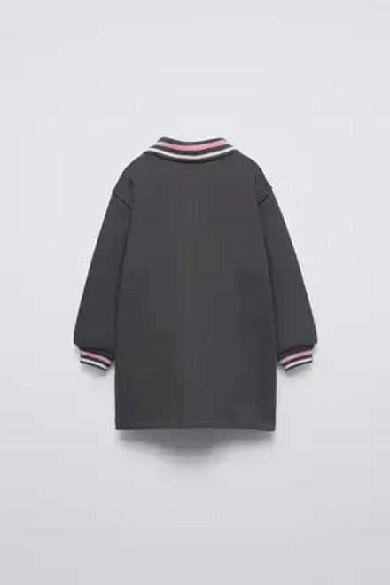 ZARA ПЛАТЬЕ ПОЛО ИЗ МЯГКОЙ ТКАНИ, АНТРАЦИТОВО-СЕРЫЙ