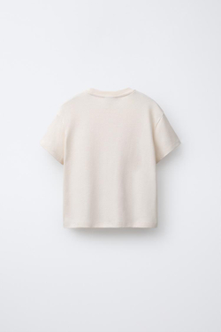 ZARA ФУТБОЛКА ДЛЯ ВЕРХОВОЙ ЕЗДЫ С РЕЛЬЕФНЫМ ТЕКСТОМ, ПЕСОЧНЫЙ