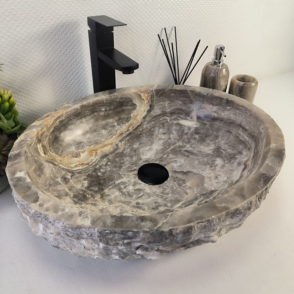 Каменная раковина из оникса Erozy Grey EO-04731 (52*42*14) 0156 из натурального камня