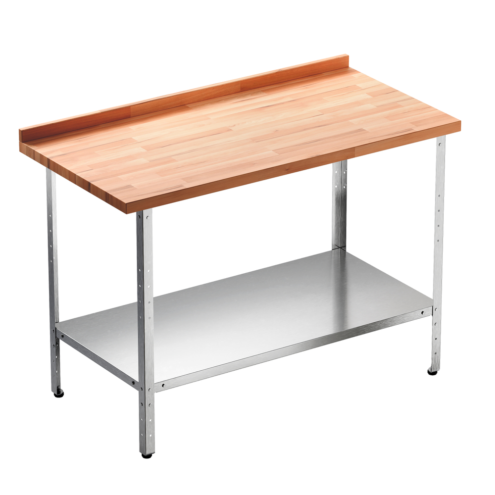 Стол кондитерский "Профи" СКПП, сплошная полка, бук, 1400x900x860 мм, с бортом