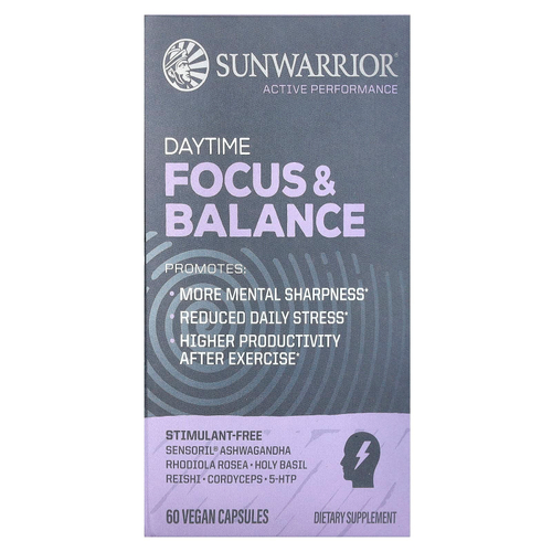 Sunwarrior, Daytime Focus & Balance, 60 веганских капсул