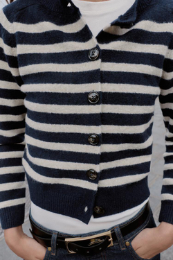 ZARА КАРДИГАН В ПОЛОСКУ, ЭКРЮ/СИНИЙ