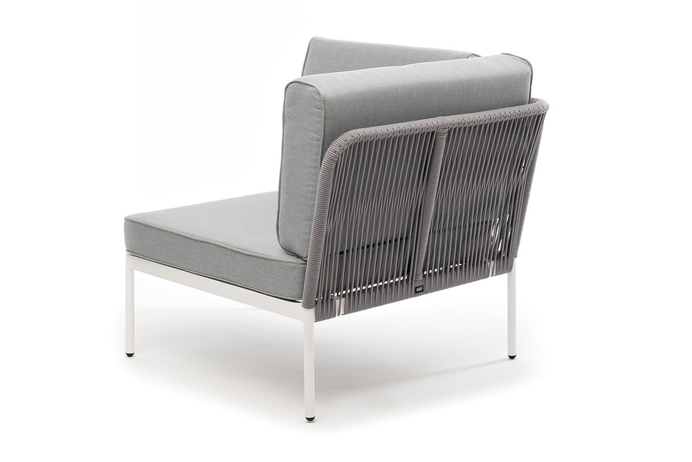 "Канны" левый модуль плетеный из роупа, каркас алюминий темно-серый (RAL7024) шагрень, роуп темно-серый круглый, ткань темно-серая