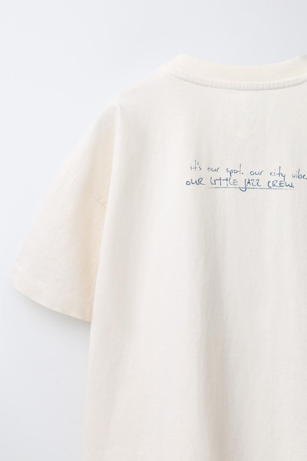 ZARA ФУТБОЛКА С НАДПИСЬЮ, КРЕМОВЫЙ