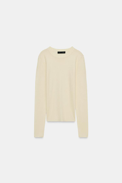 ZARA ТОП ИЗ ТОНКОГО ТРИКОТАЖА, ЦВЕТ СЛИВОЧНОГО МАСЛА