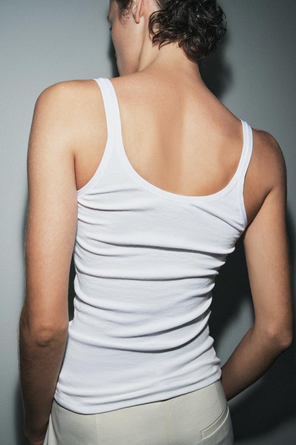 ZARA МАЙКА В РУБЧИК, БЕЛЫЙ