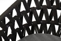 "Диего" стул плетеный из роупа, основание дуб, каркас из стали темно-серый (RAL7024) муар, роуп темно-серый круглый, ткань серая