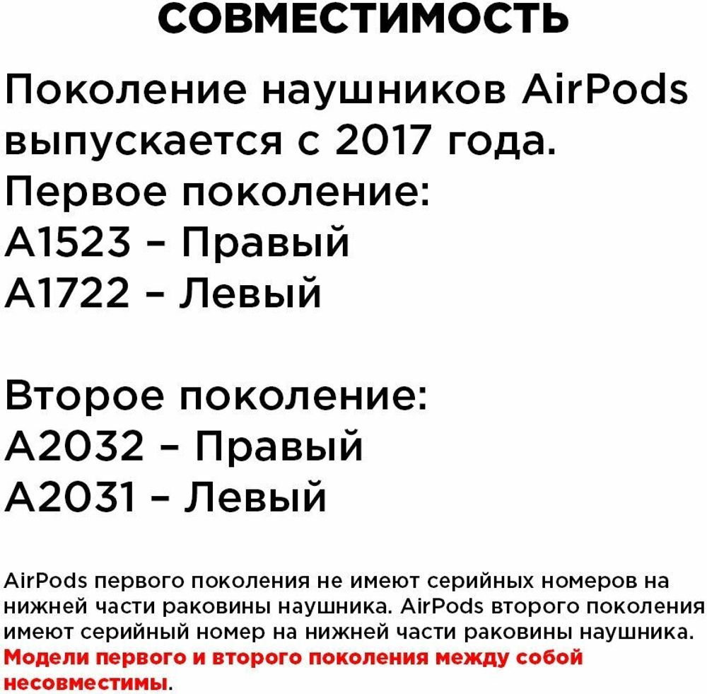 Правый наушник для AirPods 2, модель A2032, Белый