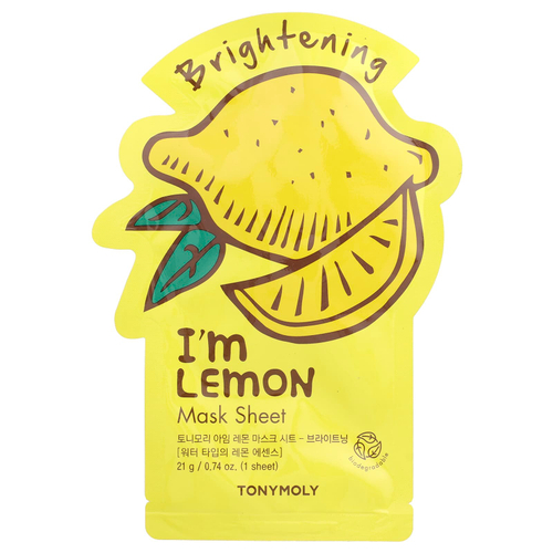 TonyMoly, I'm Lemon, осветляющая тканевая маска, 1 шт., 21 г (0,74 унции)
