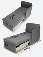 Кресло-кровать "Миник" с левым подлокотником, под правую руку, велюр Candy Grey