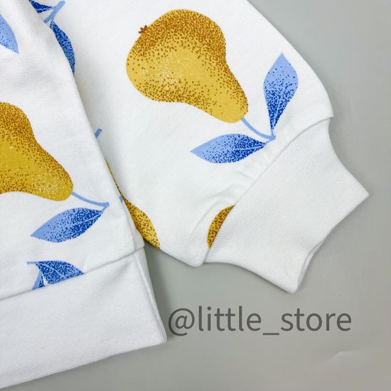 Свитшот "Грушевый сад" из футера, груши на белом