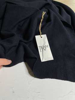 Плательно-костюмный хлопковый футер (петля) (Valentino, 100%хлопок, Чернильный сапфир, 145, 350 гр/м2)