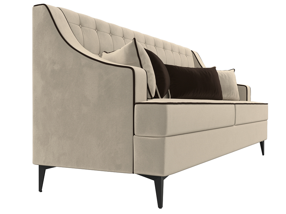 Диван кухонный прямой Марк, Бежевый\Коричневый, Микровельвет, 111902