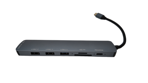 Type-C концентратор 7T1-2 7 in 1 -Туре-C конвертирует в PD100W+2.0 USB * 2 + 3.0 USB + HDMI-4K