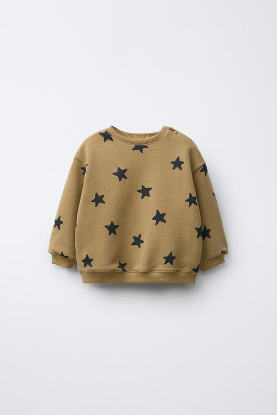 ZARA ТОЛСТОВКА С ПРИНТОМ, ХАКИ