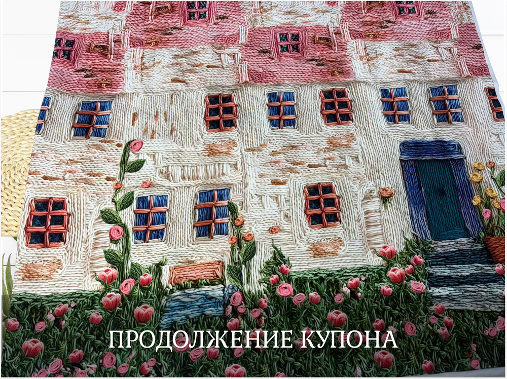 Футер вязаные домики купон 80-см+-5см