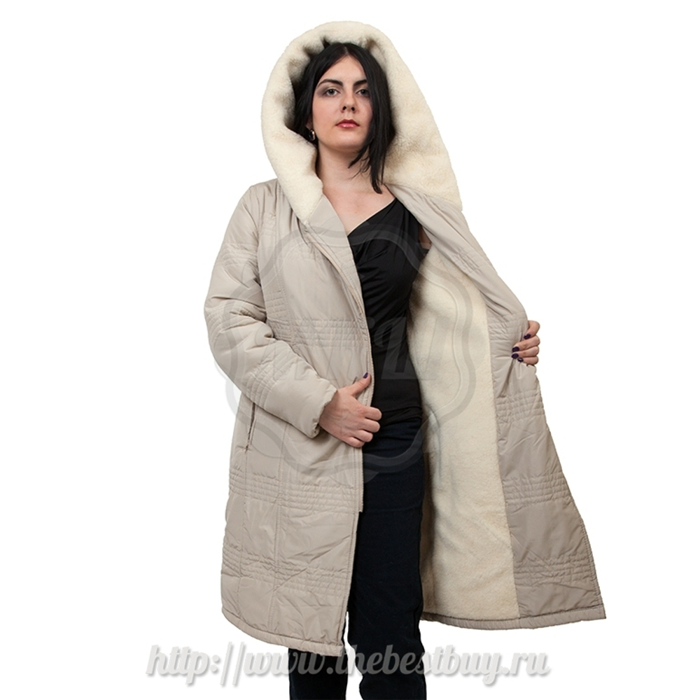 Женское пальто Мария  - разм. 42-54  (мод.926) - серо-бежевое