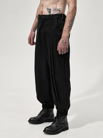 Брюки с вертикальными складками "Рабочие". Черные