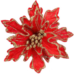 Цветок Пуансеттия на клипсе 15 см