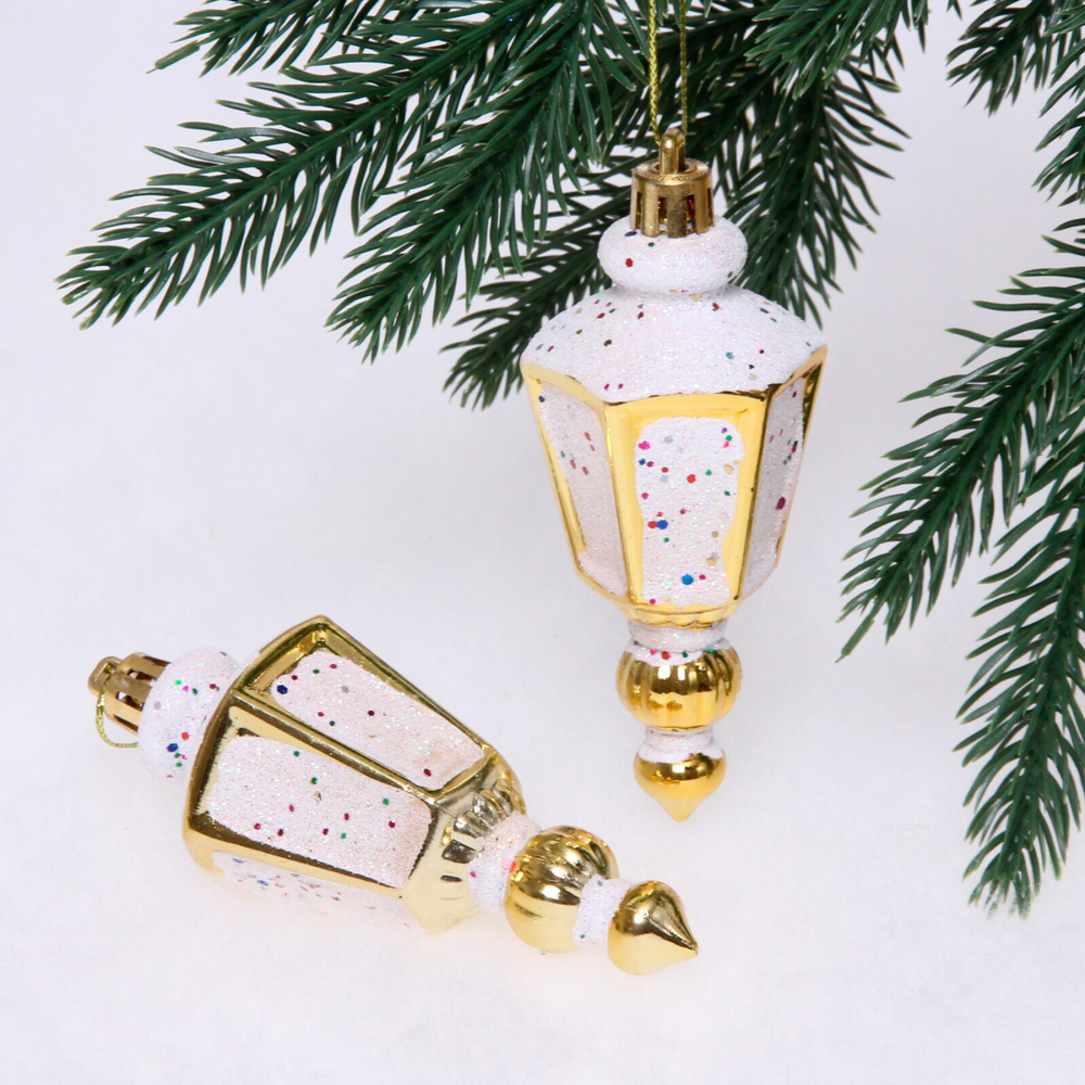 Ёлочные игрушки «Фонарик» 11 см (набор 2 шт), золото