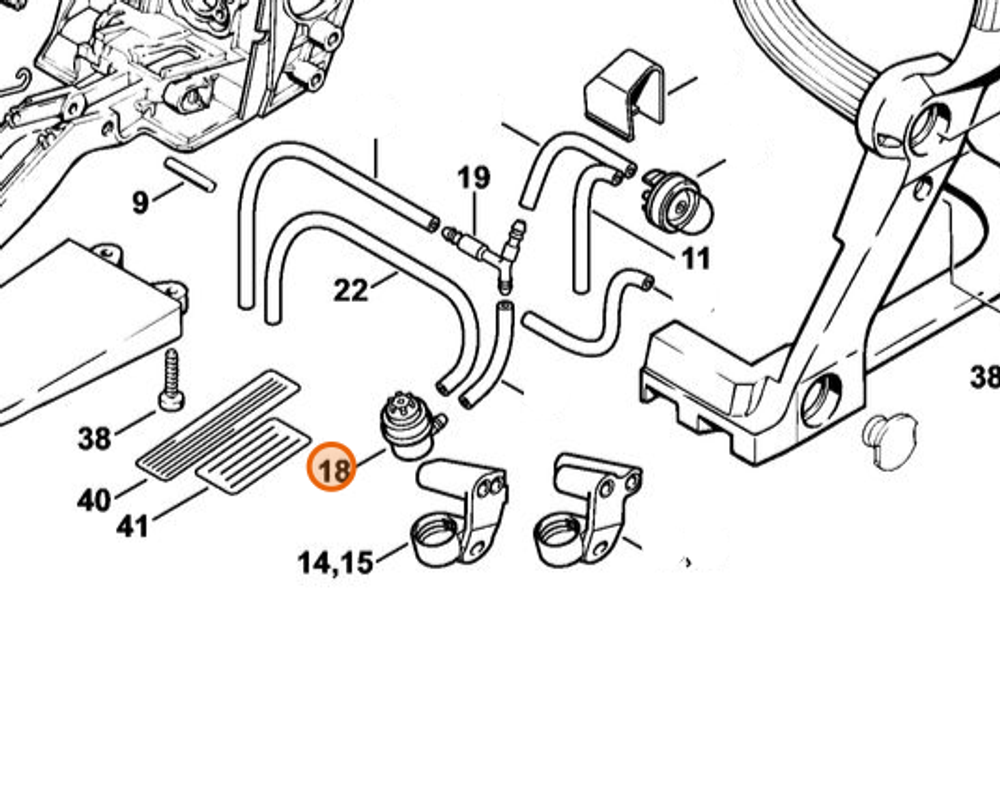 Вентиляционная система топливного бака для бензопилы STIHL MS 210, 230, 250. арт.PJ25065 FARMERTEC (STIHL 0000 350 5802)