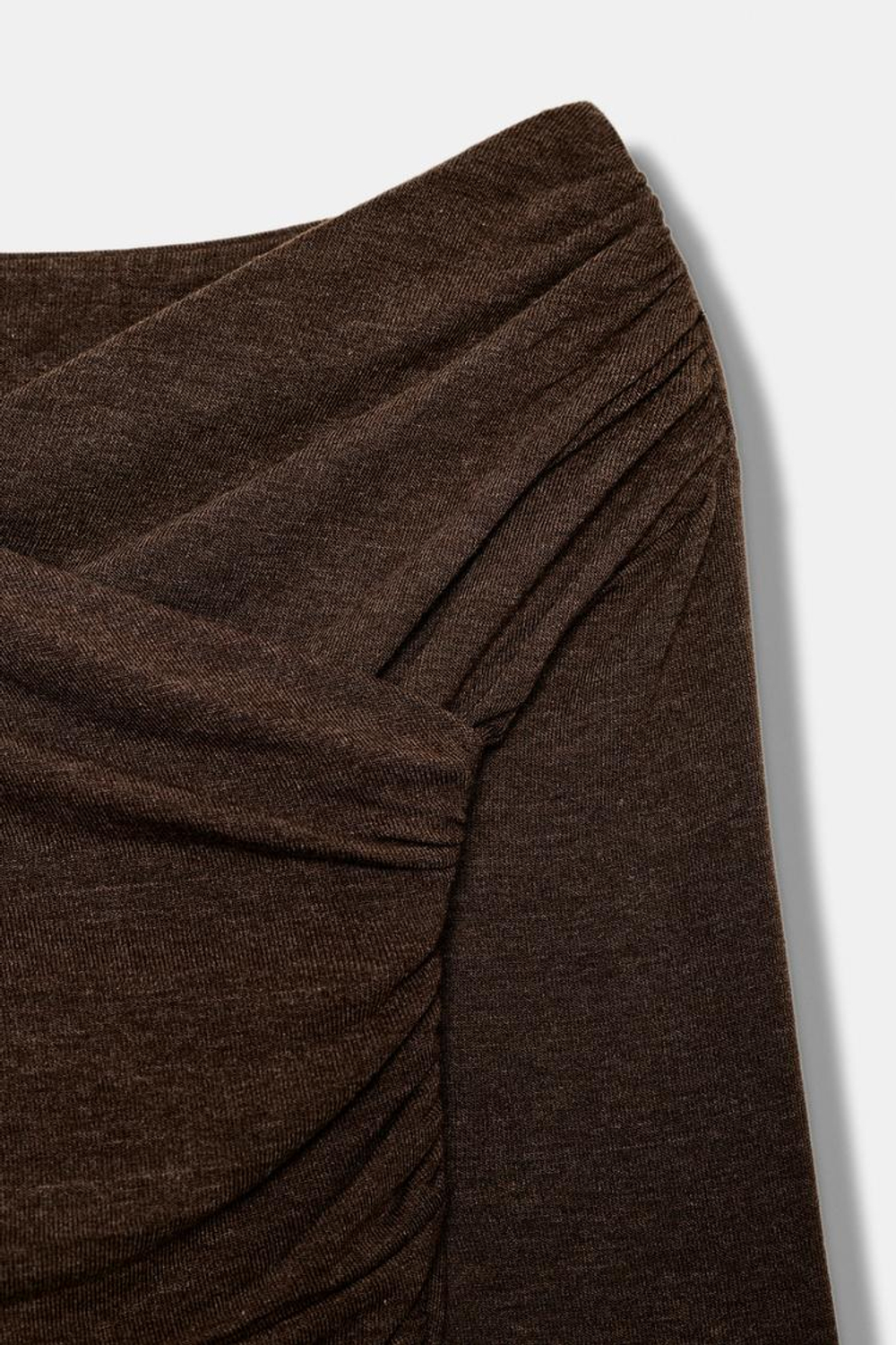 ZARA ТОП С ДРАПИРОВКОЙ И ПЕРЕКРЕСТНЫМ ВЫРЕЗОМ, КОРИЧНЕВЫЙ МЕЛАНЖ